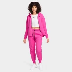 Nike Sportswear Women's Mid-Rise Tech Fleece Joggers Alchemy Pink / Black -Sports Fashion Clothing Store FB8330 605 nike sportswear women s tech fleece jogger E