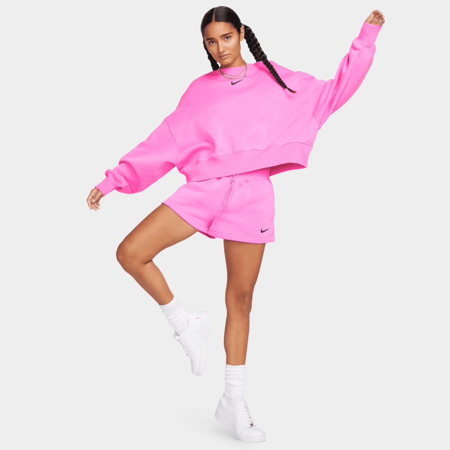Nike Sportswear Phoenix Fleece High Rise Shorts Playful Pink / Black - Image 7