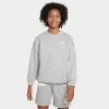 Nike Junior Girls' Club Fleece Oversized Crewneck Dark Grey Heather / White