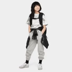Nike Junior Girls' Club Fleece Loose Pants / Dark Grey Heather -Sports Fashion Clothing Store FD2933 063 nike junior girls club fleece loose pants dark grey heather E