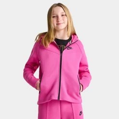 Nike Junior Girls' Tech Fleece Full-Zip Hoodie Alchemy Pink / Black