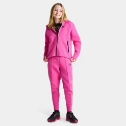 Nike Junior Girls' Tech Fleece Full-Zip Hoodie Alchemy Pink / Black -Sports Fashion Clothing Store FD2979 605 nike junior girls tech fleece full zip hoodie alchemy pink black B