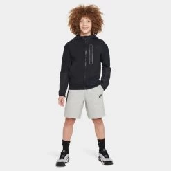 Nike Sportswear Junior Boys' Tech Fleece Shorts Dark Grey Heather / Black -Sports Fashion Clothing Store FD3289 063 nike sportswear junior boys tech flc shorts dkgreyheather C