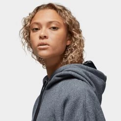 Jordan Women's Flight Fleece Winterized Pullover Hoodie / Black Heather -Sports Fashion Clothing Store FD7237 010 jordan womens flight fleece hoodie black heather D