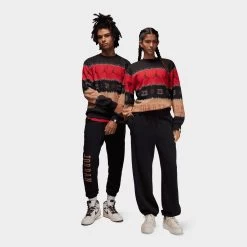 Jordan Essentials Holiday Fleece Crewneck Gym Red / Black -Sports Fashion Clothing Store FD7463 687 jordan holiday fleece crewneck gym red black D