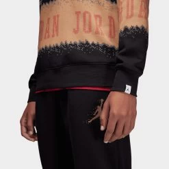 Jordan Essentials Holiday Fleece Crewneck Gym Red / Black -Sports Fashion Clothing Store FD7463 687 jordan holiday fleece crewneck gym red black E