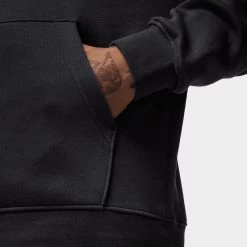 Jordan Essentials Fleece Pullover Hoodie Black / White -Sports Fashion Clothing Store FD7545 010 jordan fleece pullover baseline hoodie black D