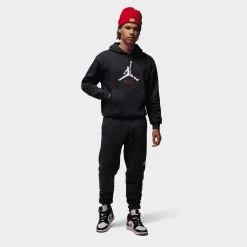 Jordan Essentials Fleece Pullover Hoodie Black / White -Sports Fashion Clothing Store FD7545 010 jordan fleece pullover baseline hoodie black E