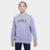 Nike Junior Girls' Oversized Printed Fleece Crewneck / Indigo Haze