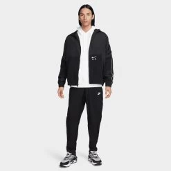 Nike Air Woven Track Jacket Black / Black -Sports Fashion Clothing Store FN7687 010 nike sportswear air woven tracktop black E