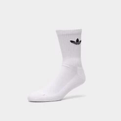 Adidas Originals Cushioned Trefoil Mid-Cut Crew Socks (3 Pack) White / Black