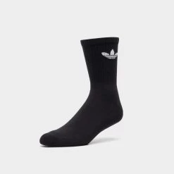 Adidas Originals Cushioned Trefoil Mid-Cut Crew Socks (3 Pack) Black / White