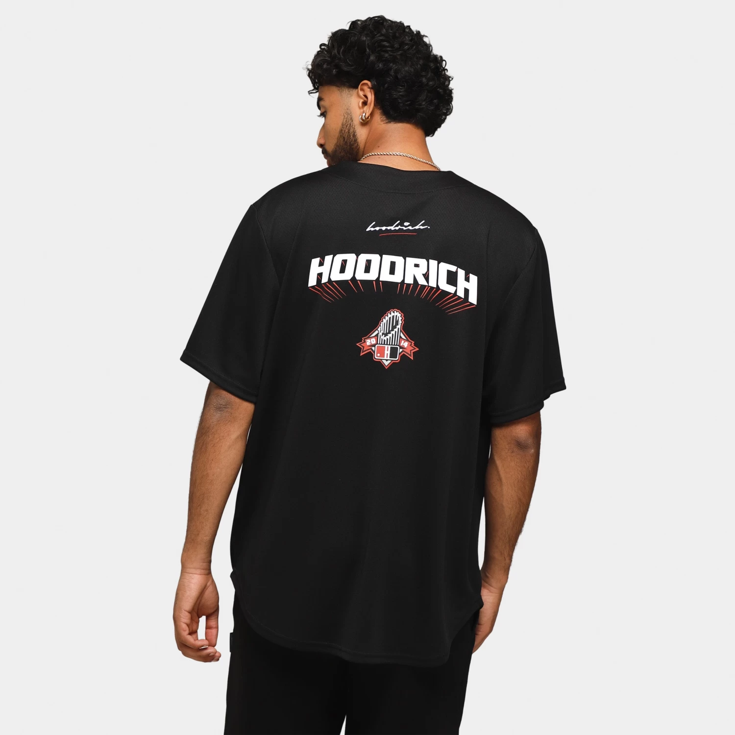 Hoodrich OG Stadium Baseball Jersey Black / White - Mars Red - Image 2