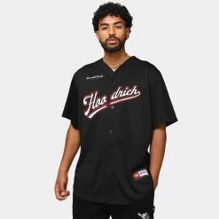 Hoodrich OG Stadium Baseball Jersey Black / White - Mars Red