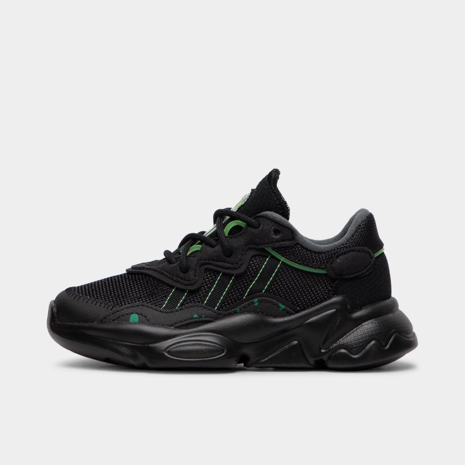 Adidas Originals Children's Ozweego Core Black / Core Black - Solar Green 3 Adidas Originals Children's Ozweego Core Black / Core Black - Solar Green