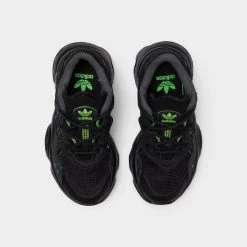Adidas Originals Children's Ozweego Core Black / Core Black - Solar Green 12 Adidas Originals Children's Ozweego Core Black / Core Black - Solar Green -Sports Fashion Clothing Store HR0238 ozweego c 4