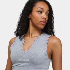 Hoodrich Women's OG Dusk Cropped Tank Top Heather Grey / White -Sports Fashion Clothing Store HW 0124 0025 hoodrich women s og dusk cropped tank top heather B