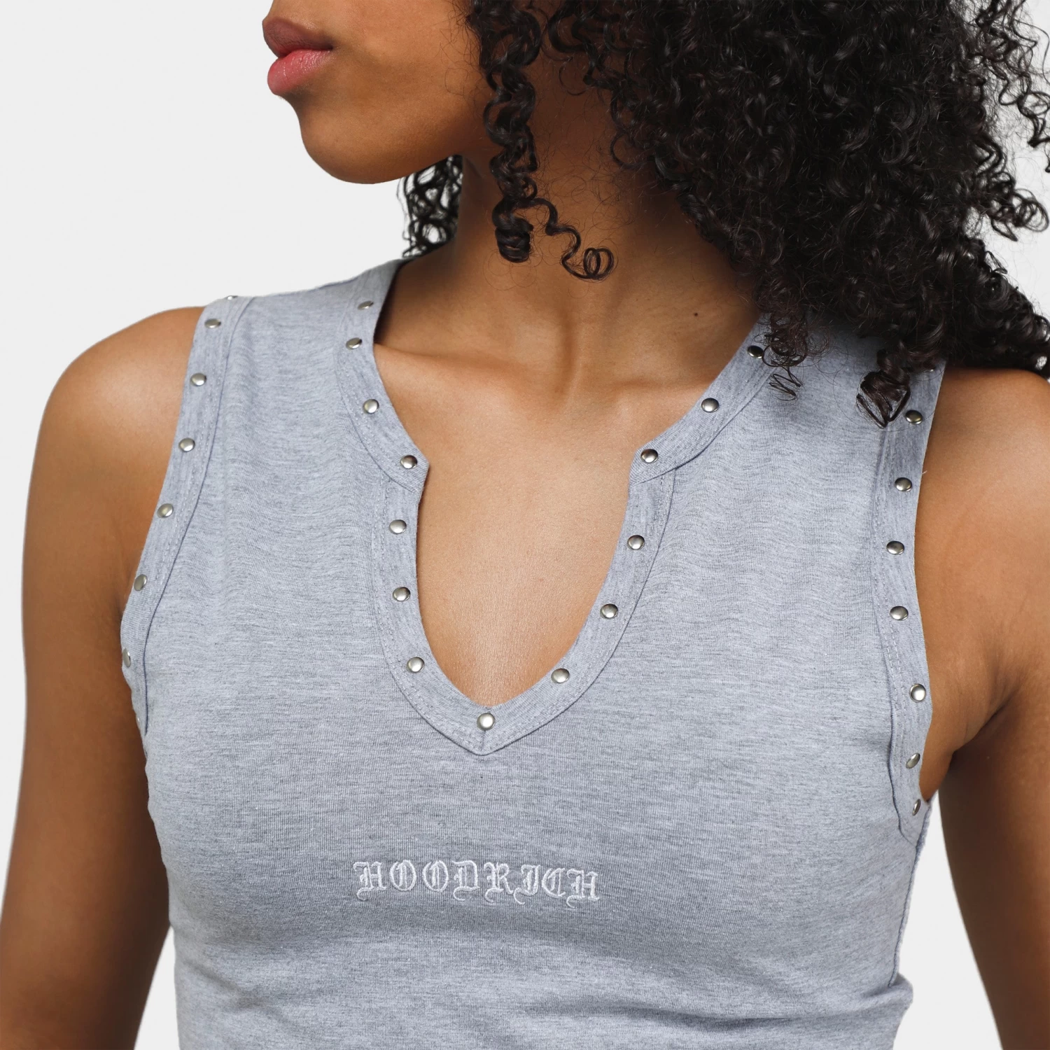 Hoodrich Women's OG Dusk Cropped Tank Top Heather Grey / White - Image 4