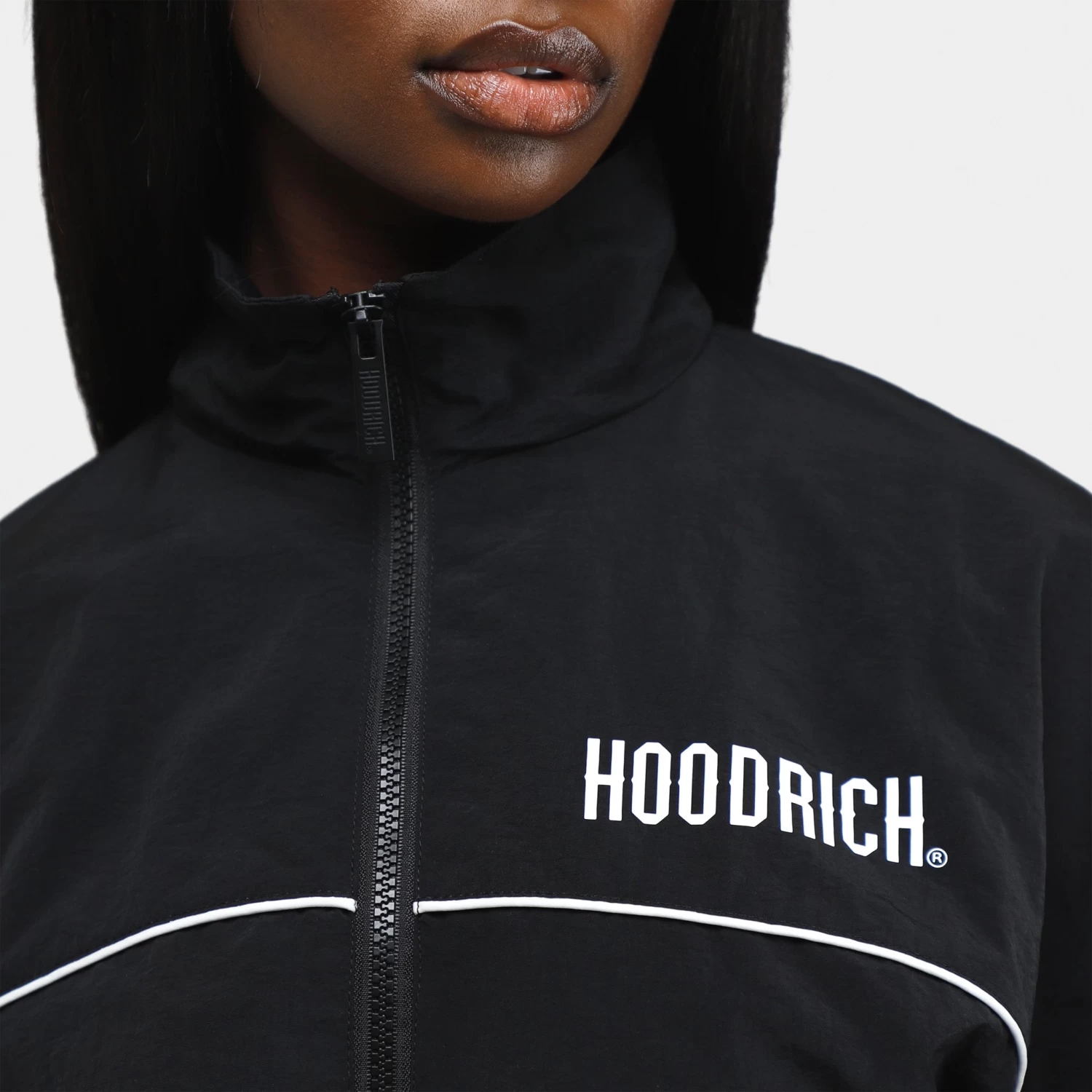 Hoodrich Women's OG Motion Cropped Woven Track Top Black / White - Image 4
