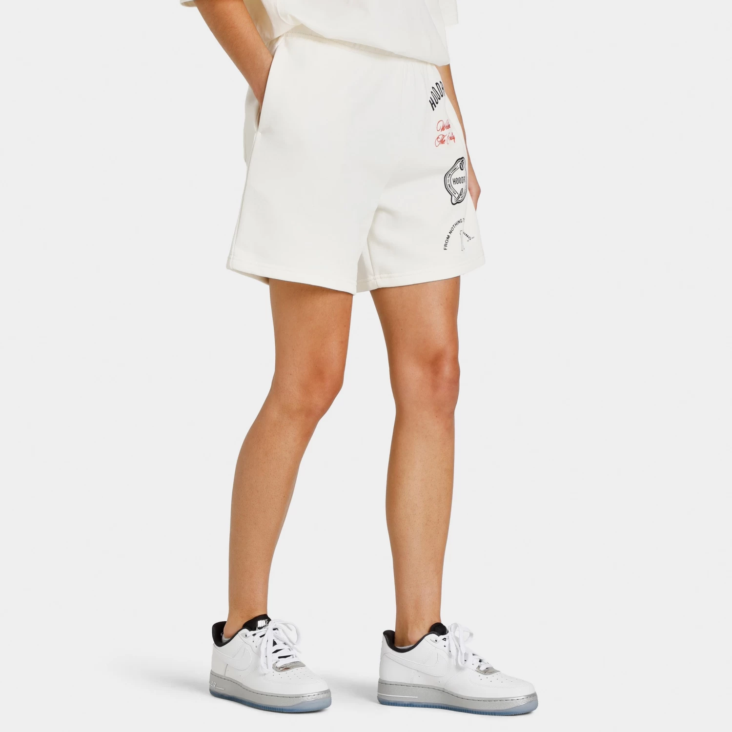 Hoodrich Women's OG Match Shorts Egret / Black - Flame - Image 3