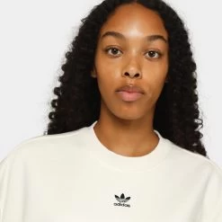 Adidas Originals Women's Adicolor Essentials Crewneck / Wonder White -Sports Fashion Clothing Store IA6502 adidas women s essentials sweatshirt wonder white B