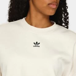 Adidas Originals Women's Adicolor Essentials Crewneck / Wonder White -Sports Fashion Clothing Store IA6502 adidas women s essentials sweatshirt wonder white D