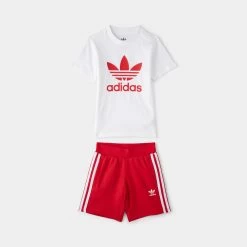 Adidas Originals Adicolor Child Boys' Shorts And T-shirt Set / Better Scarlet