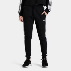 Adidas Originals Women's 3 Stripe French Terry CF Pants Black / White