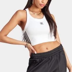Adidas Originals Women's Adicolor Classics 3-Stripes Tank Top / White -Sports Fashion Clothing Store II0713 adidas women s sleeveless top white B