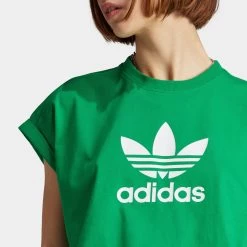Adidas Originals Women's Adicolor Classics Trefoil T-shirt / Green -Sports Fashion Clothing Store IK6597 adidas womens short tshirt green D