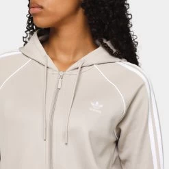 Adidas Originals Superstar Full Zip Hoodie / Wonder Beige -Sports Fashion Clothing Store IS2306 adidas women s sst full zip hoodie is2306 wonder beige D