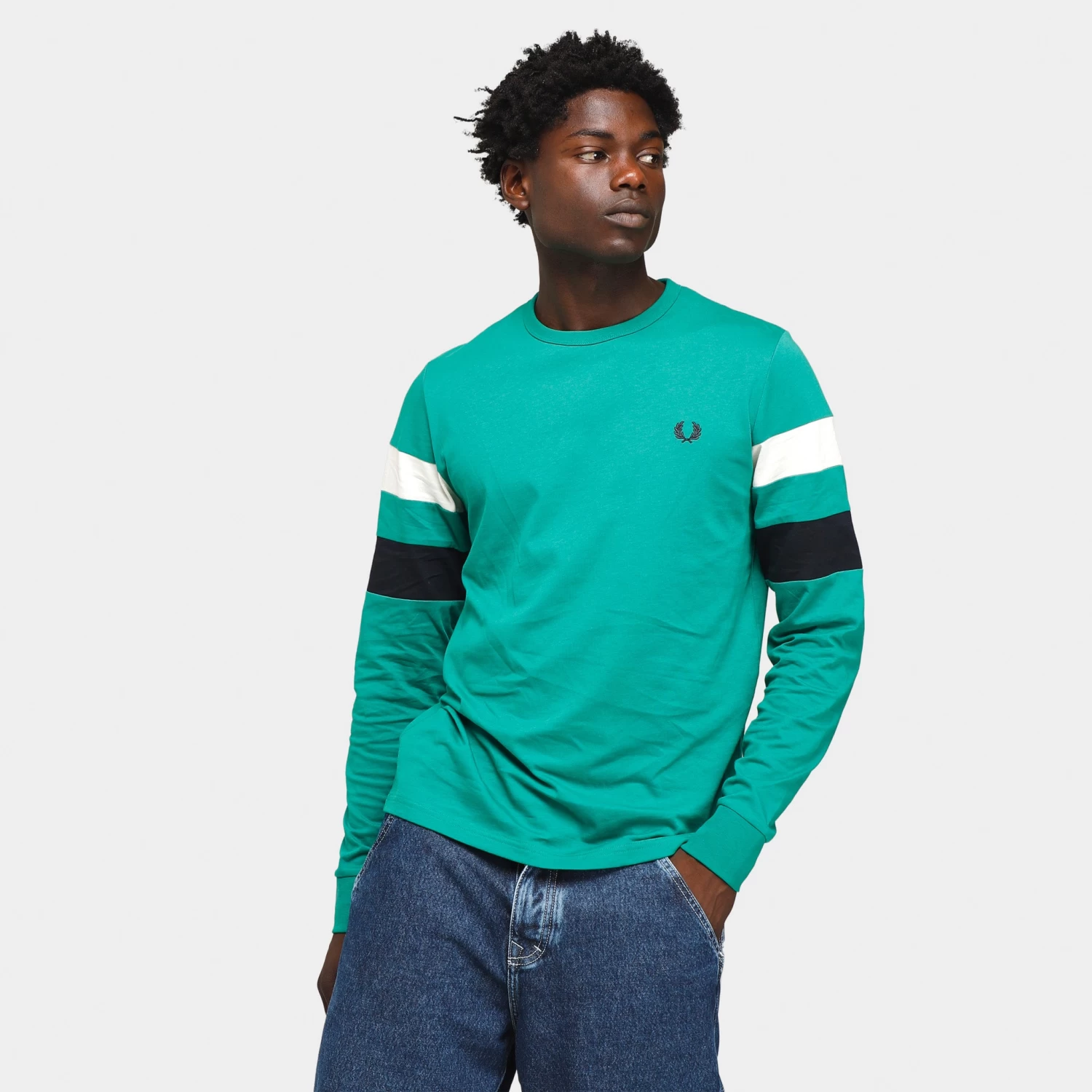 Fred Perry Panelled Long Sleeve T-shirt / Fred Perry Green 3 Fred Perry Panelled Long Sleeve T-shirt / Fred Perry Green