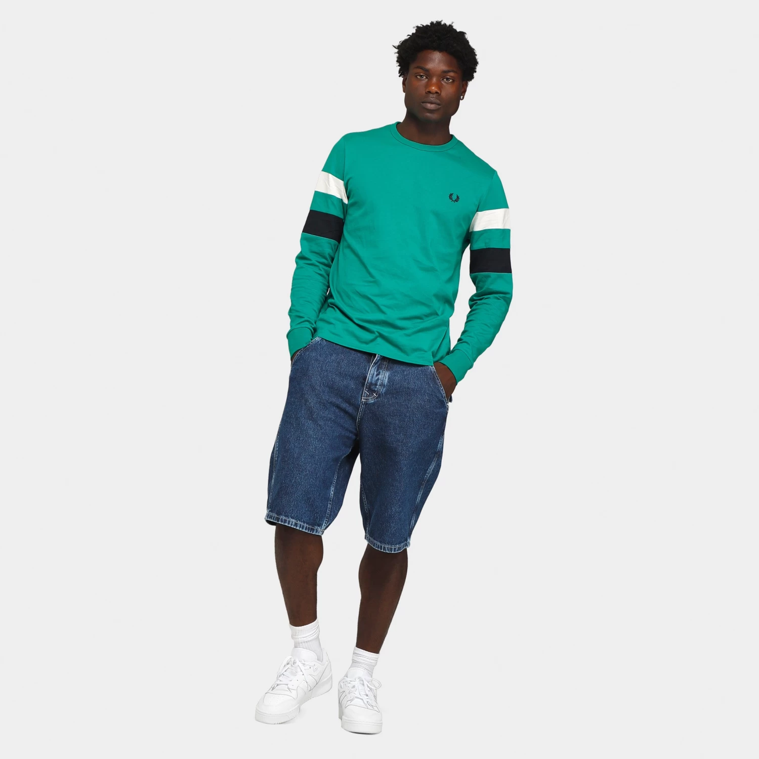Fred Perry Panelled Long Sleeve T-shirt / Fred Perry Green 7 Fred Perry Panelled Long Sleeve T-shirt / Fred Perry Green - Image 5