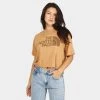 The North Face Women's Half Dome Crop T-shirt / Almond Butter -Sports Fashion Clothing Store NF0A81VA LIK tnf women s ss half dome crop tee A