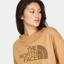 The North Face Women's Half Dome Crop T-shirt / Almond Butter -Sports Fashion Clothing Store NF0A81VA LIK tnf women s ss half dome crop tee B