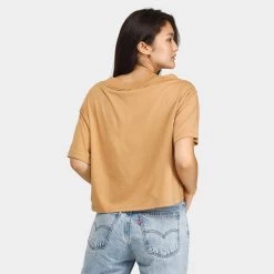 The North Face Women's Half Dome Crop T-shirt / Almond Butter -Sports Fashion Clothing Store NF0A81VA LIK tnf women s ss half dome crop tee C