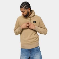 Fred Perry Badge Pullover Hoodie / Stone -Sports Fashion Clothing Store SM6569 363 fred perry badge pullover hoodie stone A