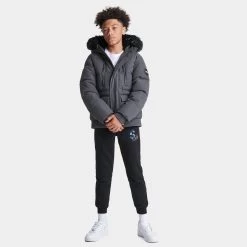 Supply & Demand Juniors' Destruct Short Parka / Dark Grey -Sports Fashion Clothing Store SUP16627 040 M2