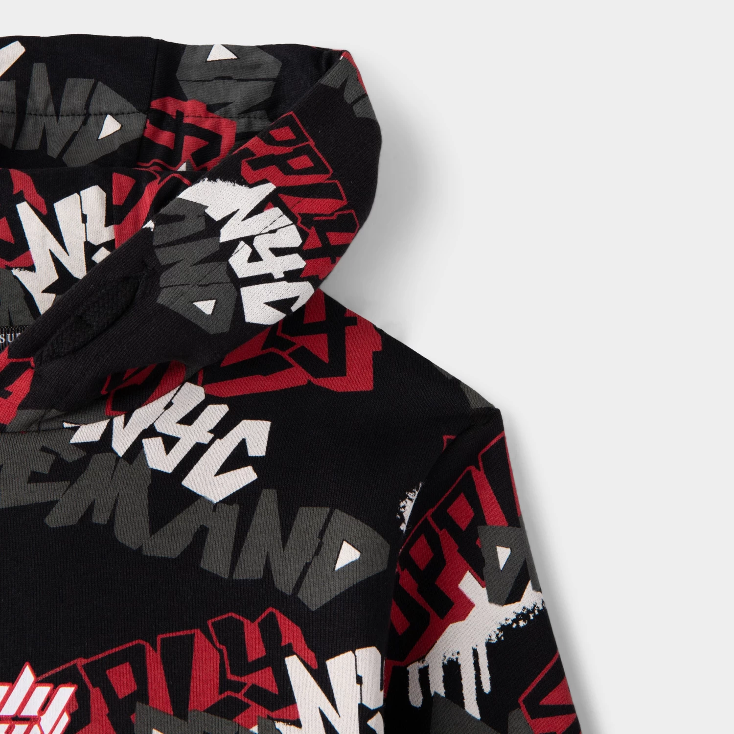 Supply & Demand Junior Boys' Spray Script Pullover Hoodie Black / Red - Image 4
