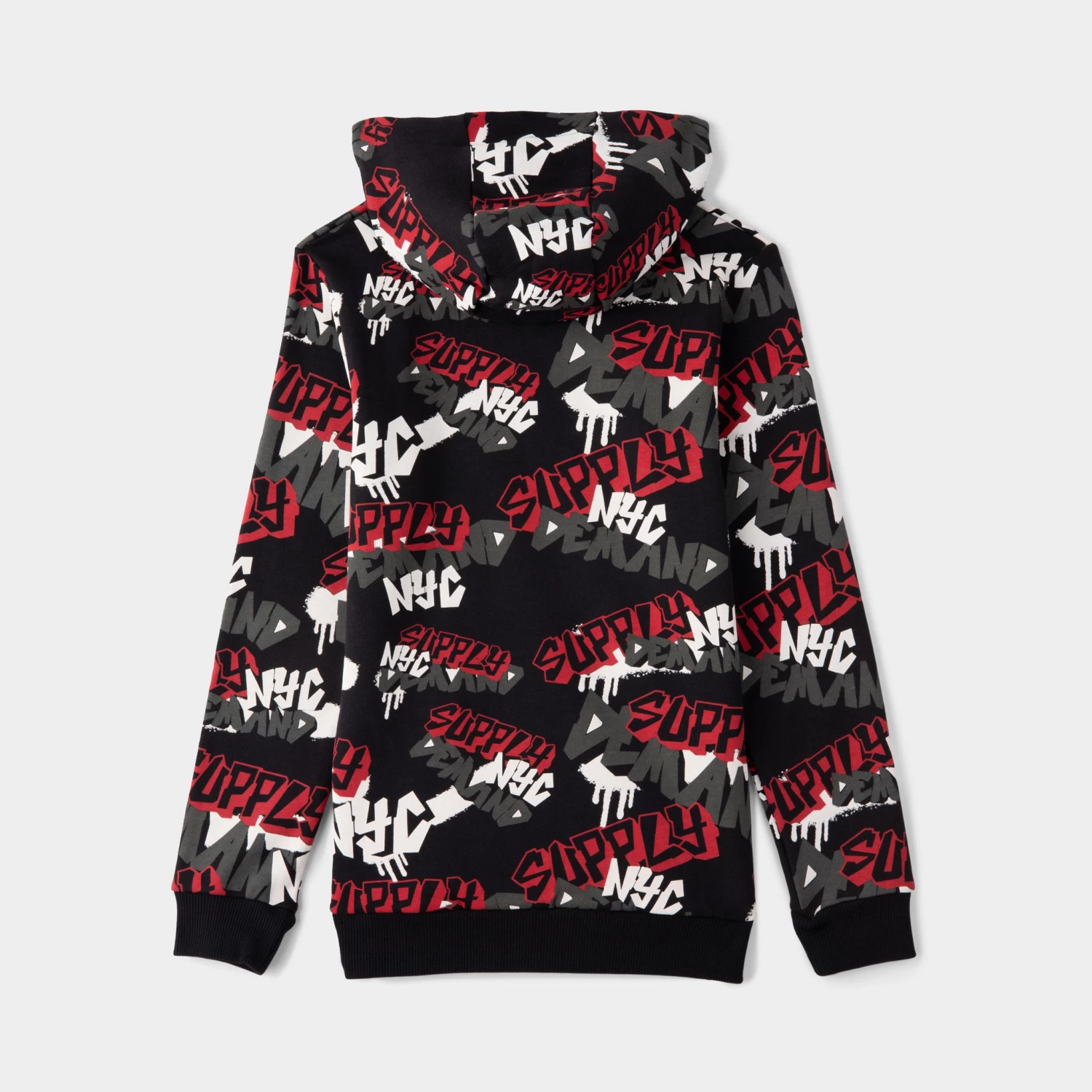 Supply & Demand Junior Boys' Spray Script Pullover Hoodie Black / Red - Image 2