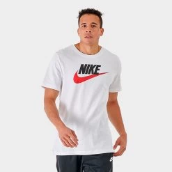 Nike Sportswear Icon Futura T-shirt White / Black - University Red -Sports Fashion Clothing Store ar5004100 nike t icon futura wh bk uni red B