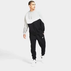 Nike Sportswear Club Fleece Joggers Black / Black - White -Sports Fashion Clothing Store bv2671010 nike sportswear club joggers brushedback black black white F