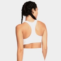 Nike Women’s Dri-FIT Swoosh Medium-Support 1-Piece Pad Sports Bra White / Black -Sports Fashion Clothing Store bv3636100 w nk df swsh 1pp bra A