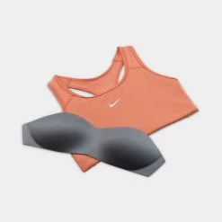 Nike Women’s Dri-FIT Swoosh Medium-Support 1-Piece Pad Sports Bra Madder Root / White -Sports Fashion Clothing Store bv3636827 w nk df swsh 1pp bra 3