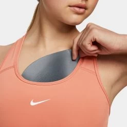 Nike Women’s Dri-FIT Swoosh Medium-Support 1-Piece Pad Sports Bra Madder Root / White -Sports Fashion Clothing Store bv3636827 w nk df swsh 1pp bra 4