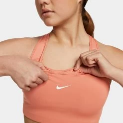 Nike Women’s Dri-FIT Swoosh Medium-Support 1-Piece Pad Sports Bra Madder Root / White -Sports Fashion Clothing Store bv3636827 w nk df swsh 1pp bra 5