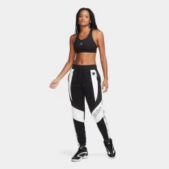 Jordan Women's Medium-Support 1-Piece Pad Sports Bra Black / White -Sports Fashion Clothing Store cw2426010 jumpman brablackwhite E