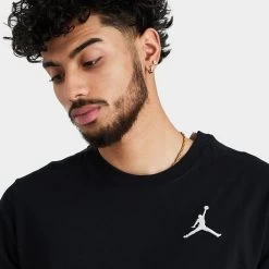 Jordan Jumpman Short Sleeve T-shirt Black / White -Sports Fashion Clothing Store dc7485010 jordan jmpmn emb t blk wht B