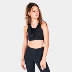 Nike Women's Dri-FIT Swoosh Air Force 1 Medium-Support Laced Sports Bra Black / Black