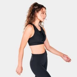 Nike Women's Dri-FIT Swoosh Air Force 1 Medium-Support Laced Sports Bra Black / Black -Sports Fashion Clothing Store dd1432010 w nk swoosh af1 brablackblack C